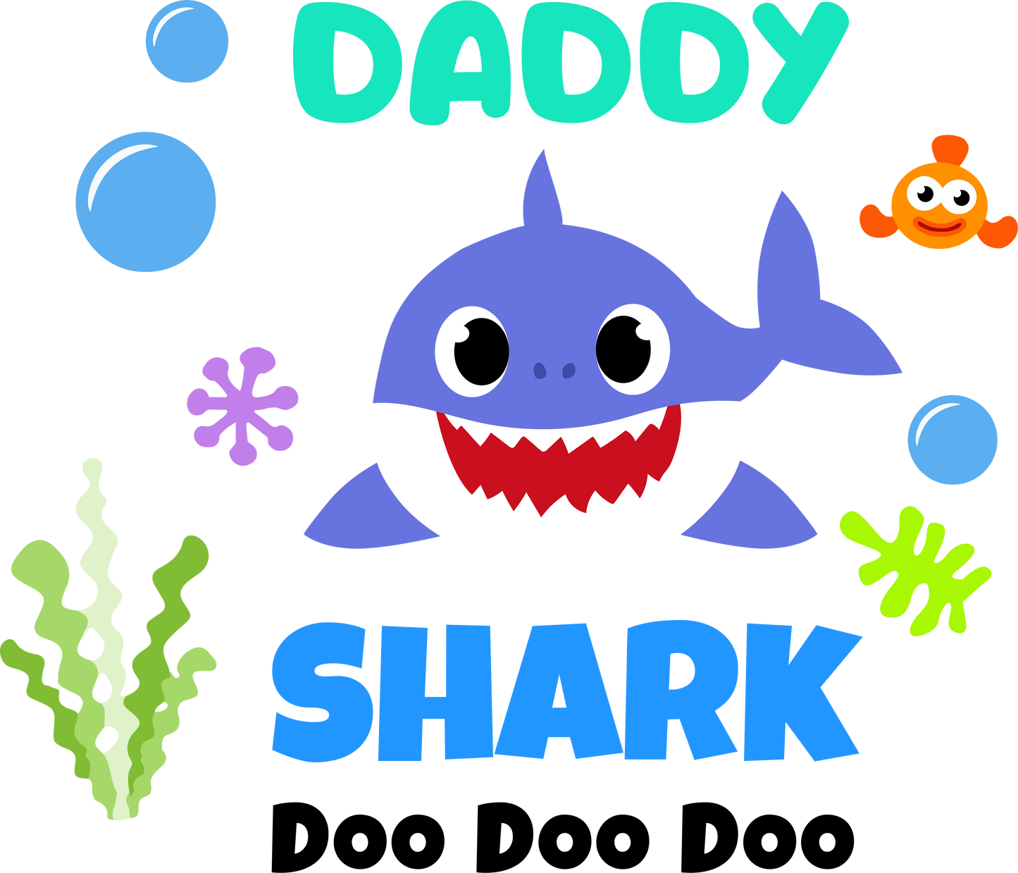 Blue daddy shark - Decals Sticker Graphic - Auto, Wall, Laptop, Cell, Truck Sticker for Windows, Cars, Trucks