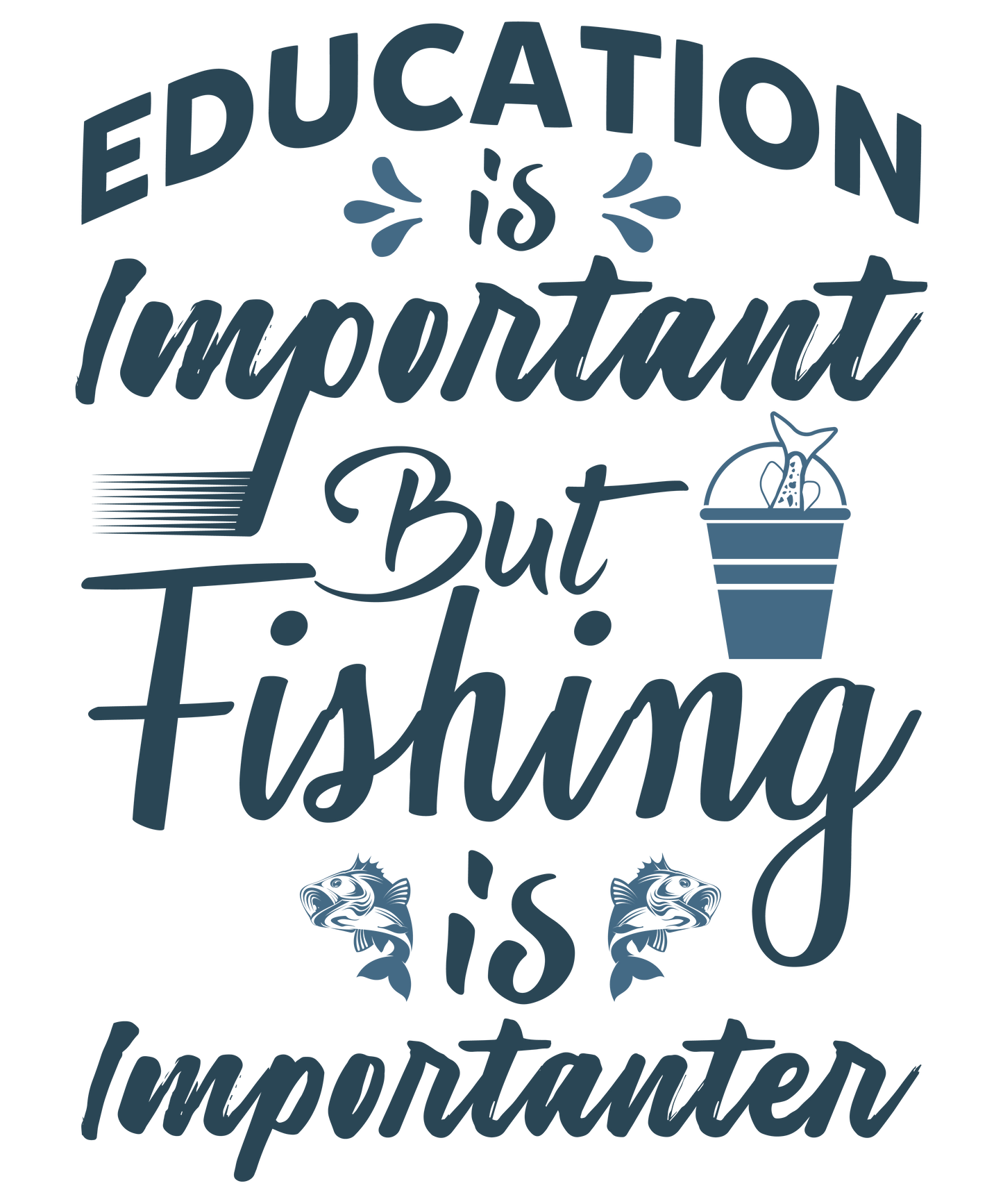 Education is important but Fishing Is Importanter - Decals Sticker Graphic - Auto, Wall, Laptop, Cell, Truck Sticker for Windows, Cars, Trucks