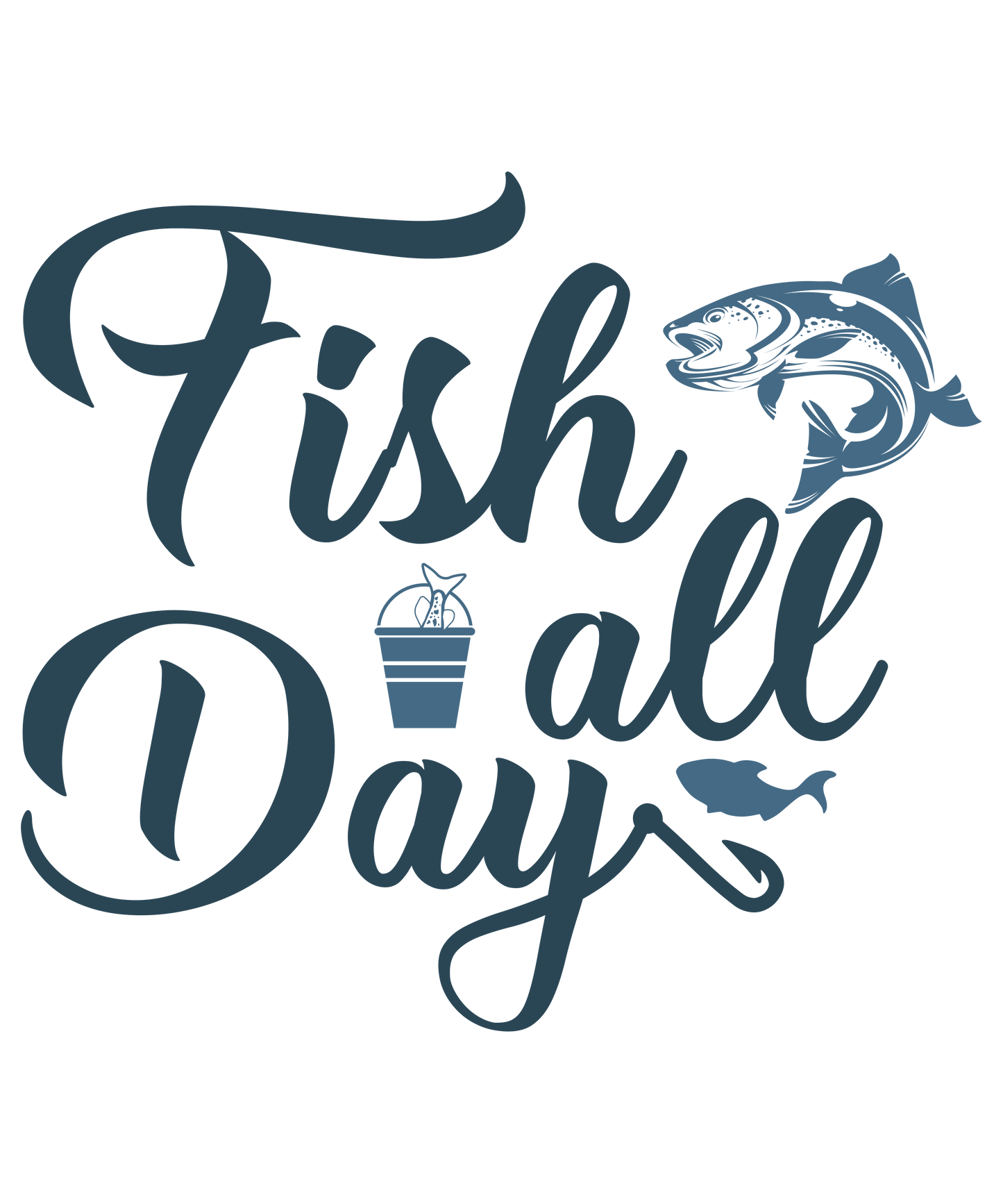 Fish all day - Decals Sticker Graphic - Auto, Wall, Laptop, Cell, Truck Sticker for Windows, Cars, Trucks