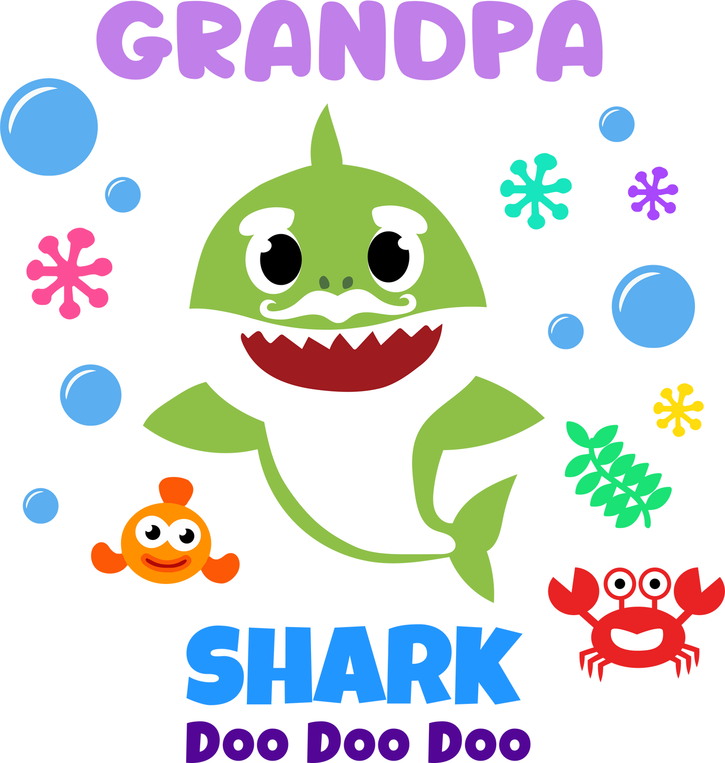 Grandpa shark - Decals Sticker Graphic - Auto, Wall, Laptop, Cell, Truck Sticker for Windows, Cars, Trucks