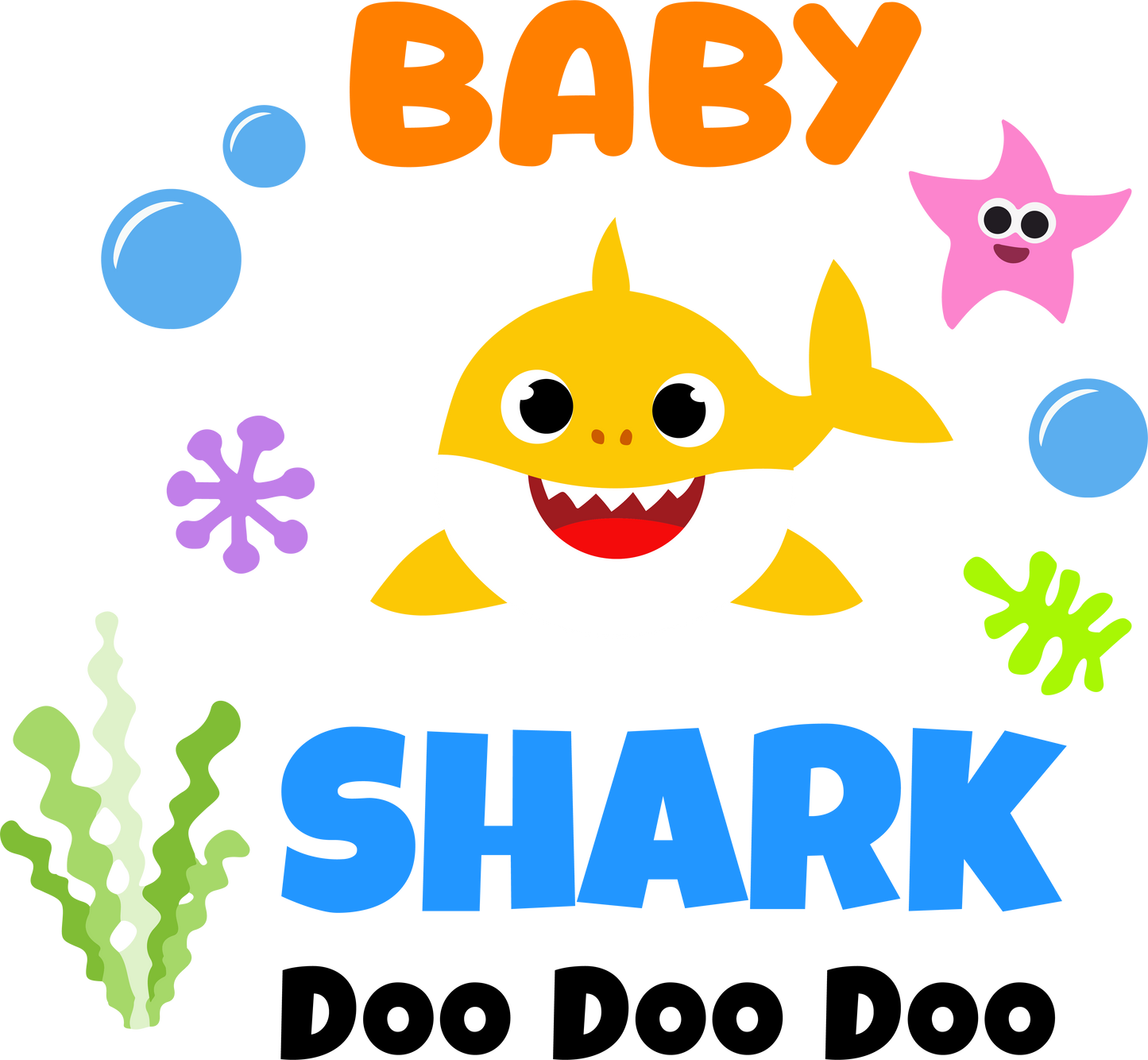 Yellow baby shark - Decals Sticker Graphic - Auto, Wall, Laptop, Cell, Truck Sticker for Windows, Cars, Trucks