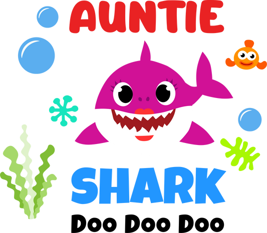 Auntie shark  - Decals Sticker Graphic - Auto, Wall, Laptop, Cell, Truck Sticker for Windows, Cars, Trucks