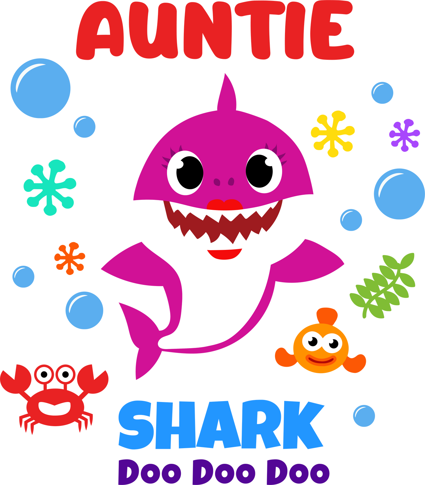 Pink auntie shark - Decals Sticker Graphic - Auto, Wall, Laptop, Cell, Truck Sticker for Windows, Cars, Trucks