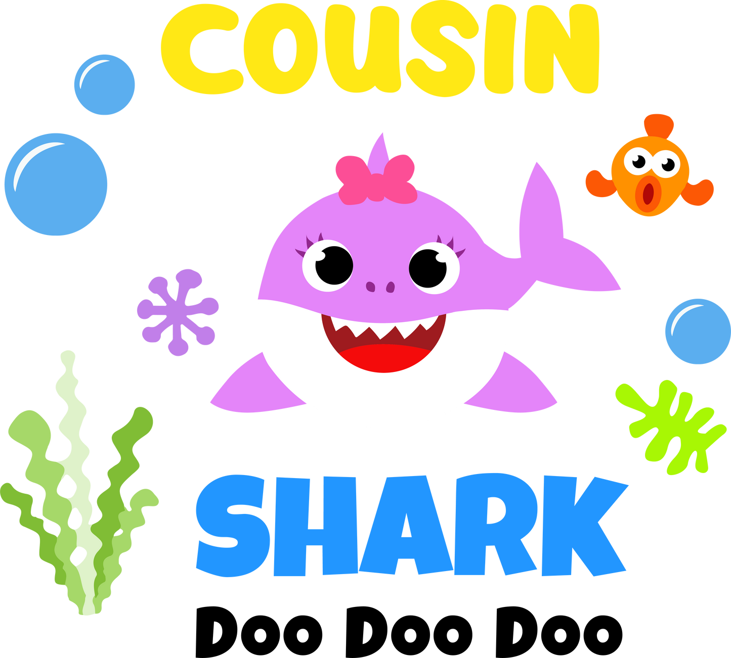 Cousin shark girl - Decals Sticker Graphic - Auto, Wall, Laptop, Cell, Truck Sticker for Windows, Cars, Trucks