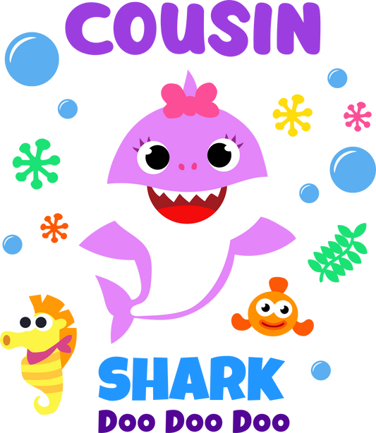 Purple Cousin shark girl - Decals Sticker Graphic - Auto, Wall, Laptop, Cell, Truck Sticker for Windows, Cars, Trucks