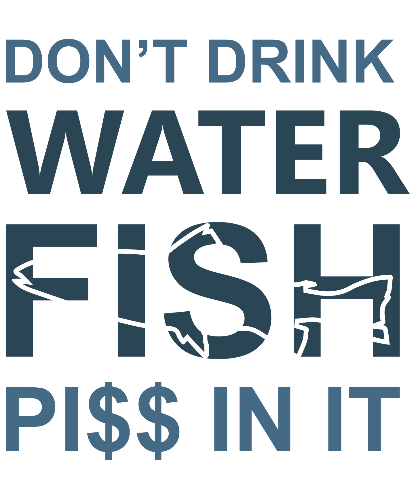 Don't drink water fish piss in it -  Decals Sticker Graphic - Auto, Wall, Laptop, Cell, Truck Sticker for Windows, Cars, Trucks