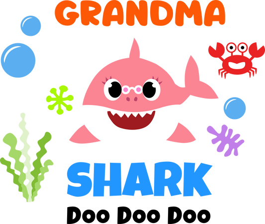 Pink grandma shark - Decals Sticker Graphic - Auto, Wall, Laptop, Cell, Truck Sticker for Windows, Cars, Trucks