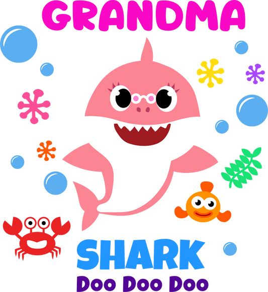 Grandma shark  - Decals Sticker Graphic - Auto, Wall, Laptop, Cell, Truck Sticker for Windows, Cars, Trucks