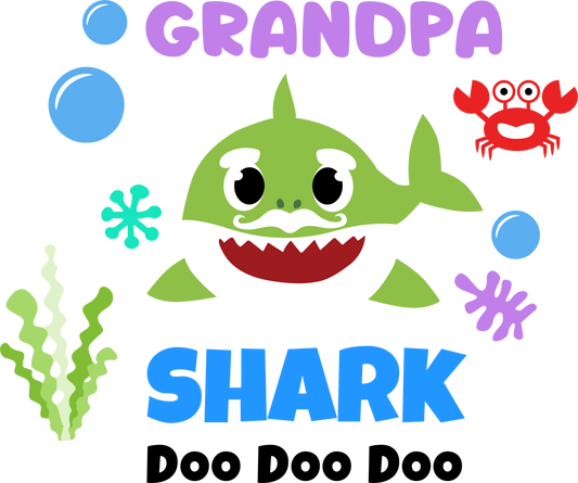 Green grandpa shark - Decals Sticker Graphic - Auto, Wall, Laptop, Cell, Truck Sticker for Windows, Cars, Trucks