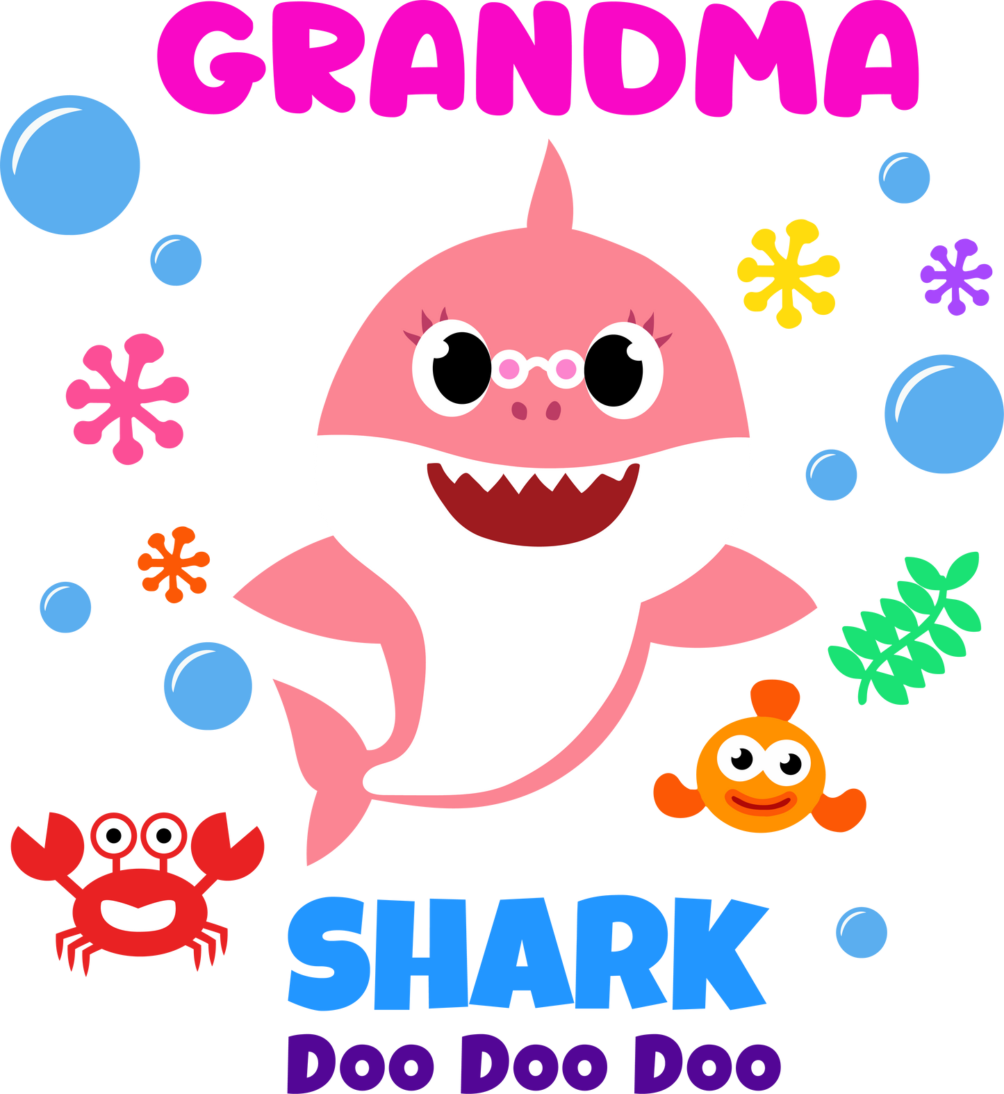 Grandma shark  - Decals Sticker Graphic - Auto, Wall, Laptop, Cell, Truck Sticker for Windows, Cars, Trucks