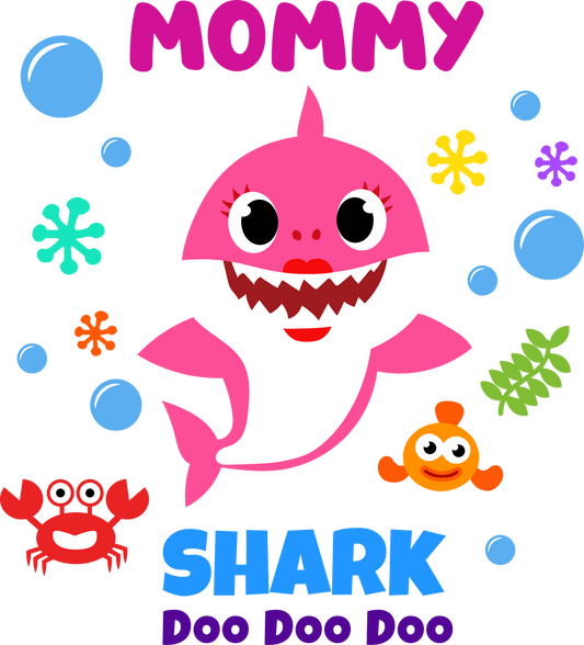Mommy shark  - Decals Sticker Graphic - Auto, Wall, Laptop, Cell, Truck Sticker for Windows, Cars, Trucks