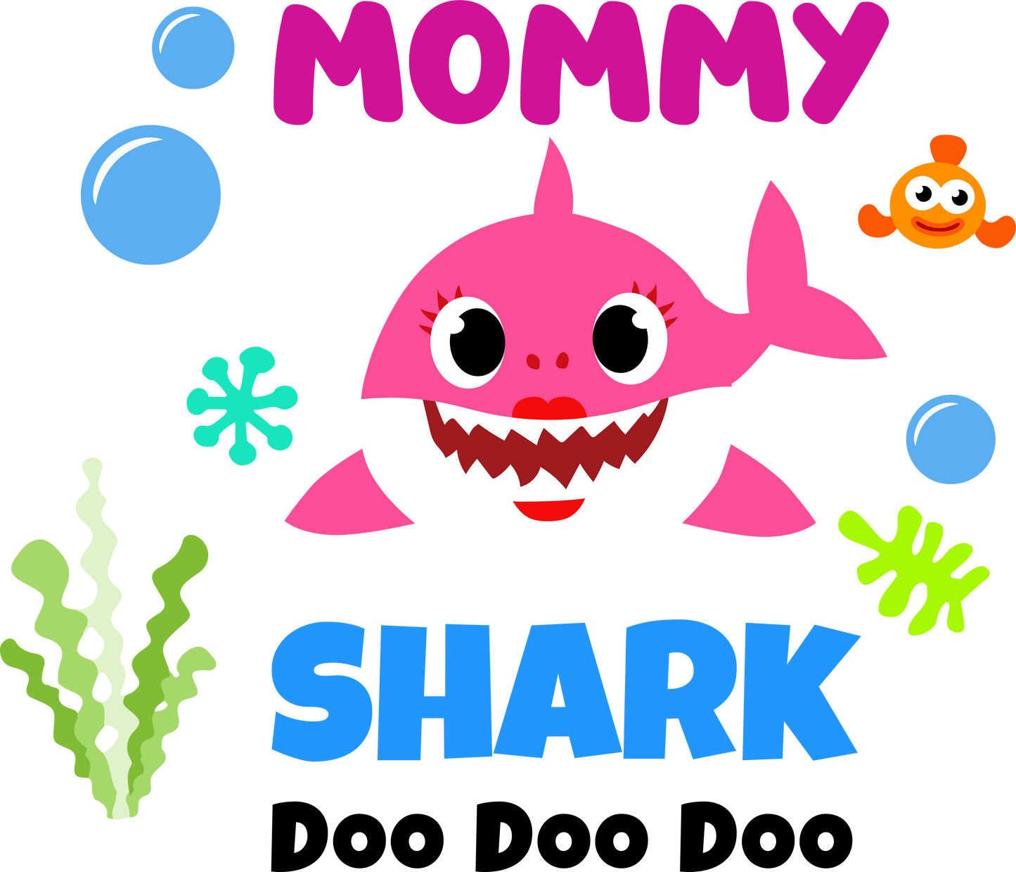pink mommy shark - Decals Sticker Graphic - Auto, Wall, Laptop, Cell, Truck Sticker for Windows, Cars, Trucks
