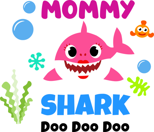 pink mommy shark - Decals Sticker Graphic - Auto, Wall, Laptop, Cell, Truck Sticker for Windows, Cars, Trucks