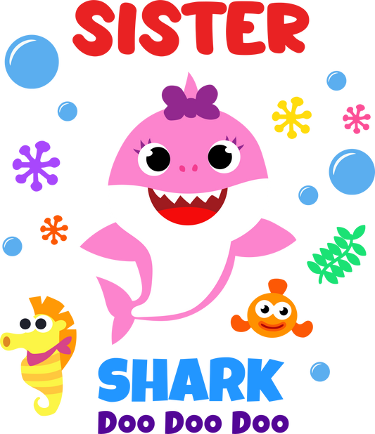 Sister shark  - Decals Sticker Graphic - Auto, Wall, Laptop, Cell, Truck Sticker for Windows, Cars, Trucks