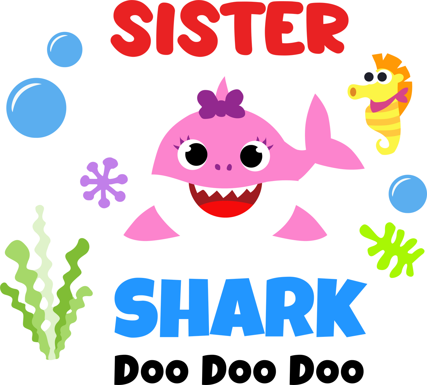 Pink Sister Shark - Decals Sticker Graphic - Auto, Wall, Laptop, Cell, Truck Sticker for Windows, Cars, Trucks