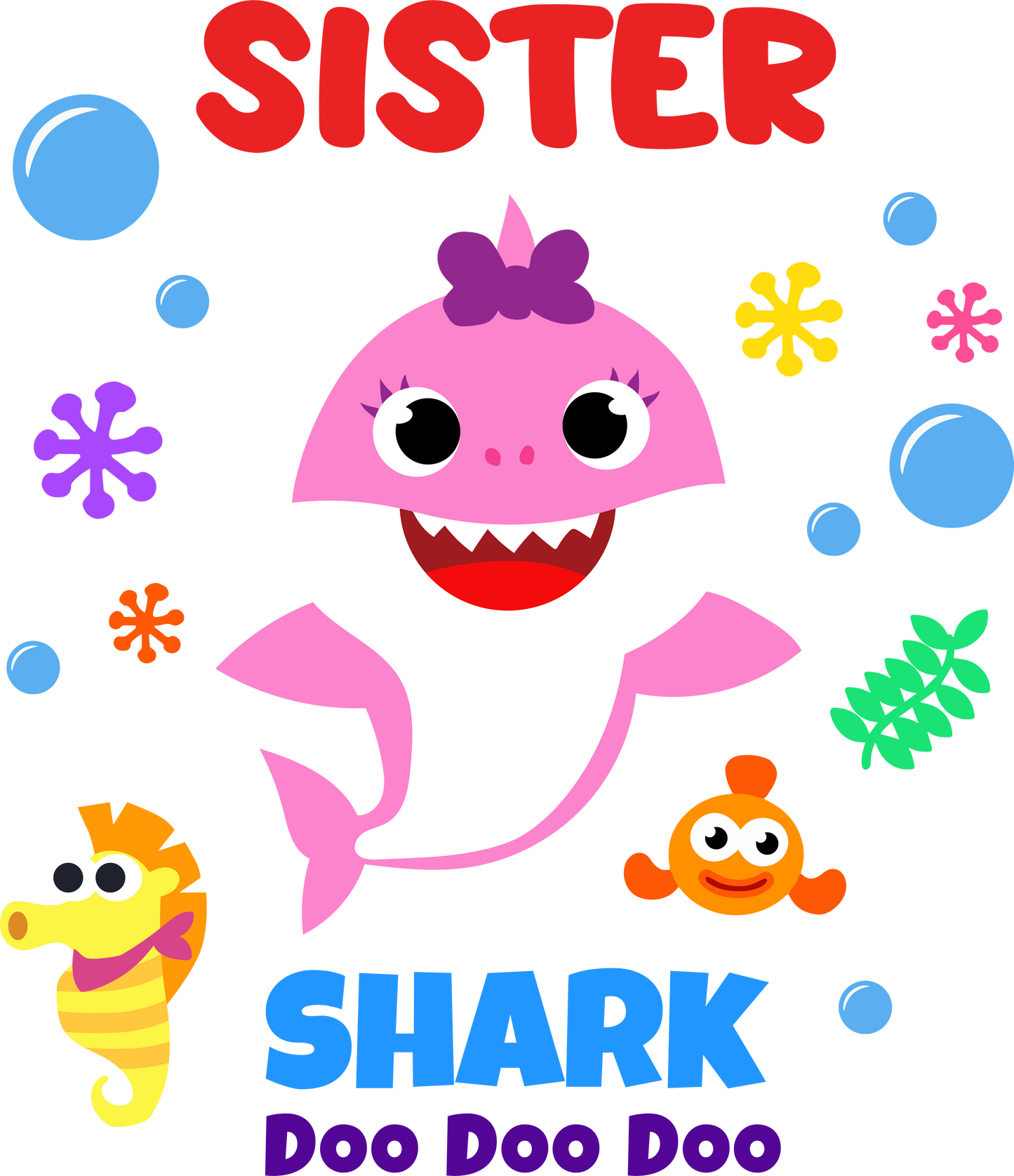 Sister shark  - Decals Sticker Graphic - Auto, Wall, Laptop, Cell, Truck Sticker for Windows, Cars, Trucks