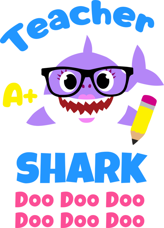 Purple  teacher shark - Decals Sticker Graphic - Auto, Wall, Laptop, Cell, Truck Sticker for Windows, Cars, Trucks
