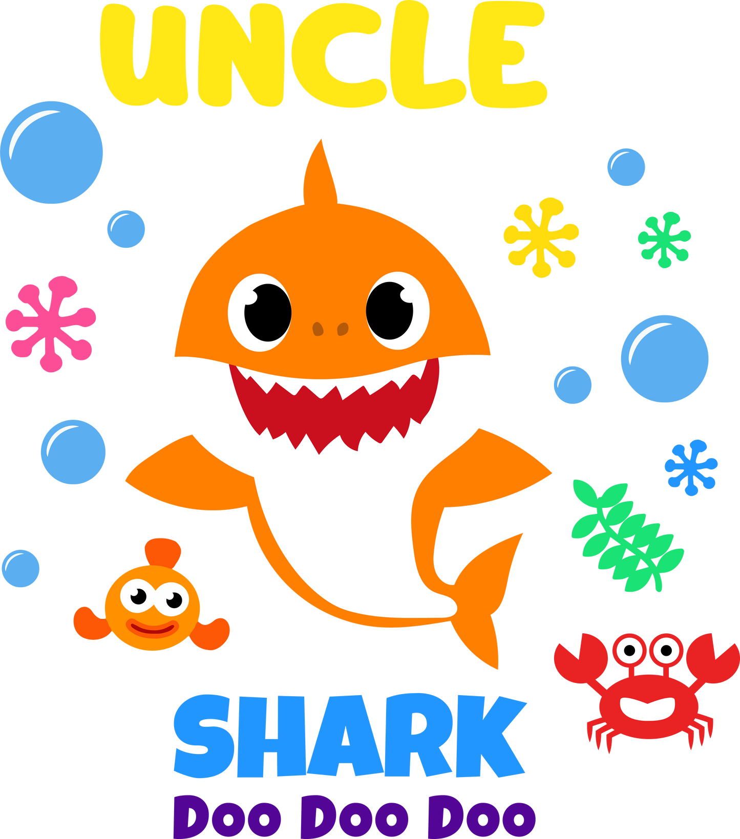 Orange uncle shark - Decals Sticker Graphic - Auto, Wall, Laptop, Cell, Truck Sticker for Windows, Cars, Trucks
