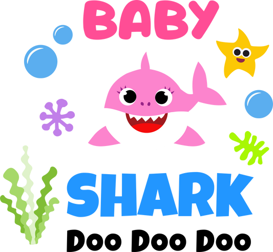 Pink baby  shark  - Decals Sticker Graphic - Auto, Wall, Laptop, Cell, Truck Sticker for Windows, Cars, Trucks